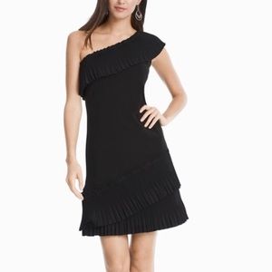 WHITE HOUSE BLACK MARKET One Shoulder Ruffle Dress